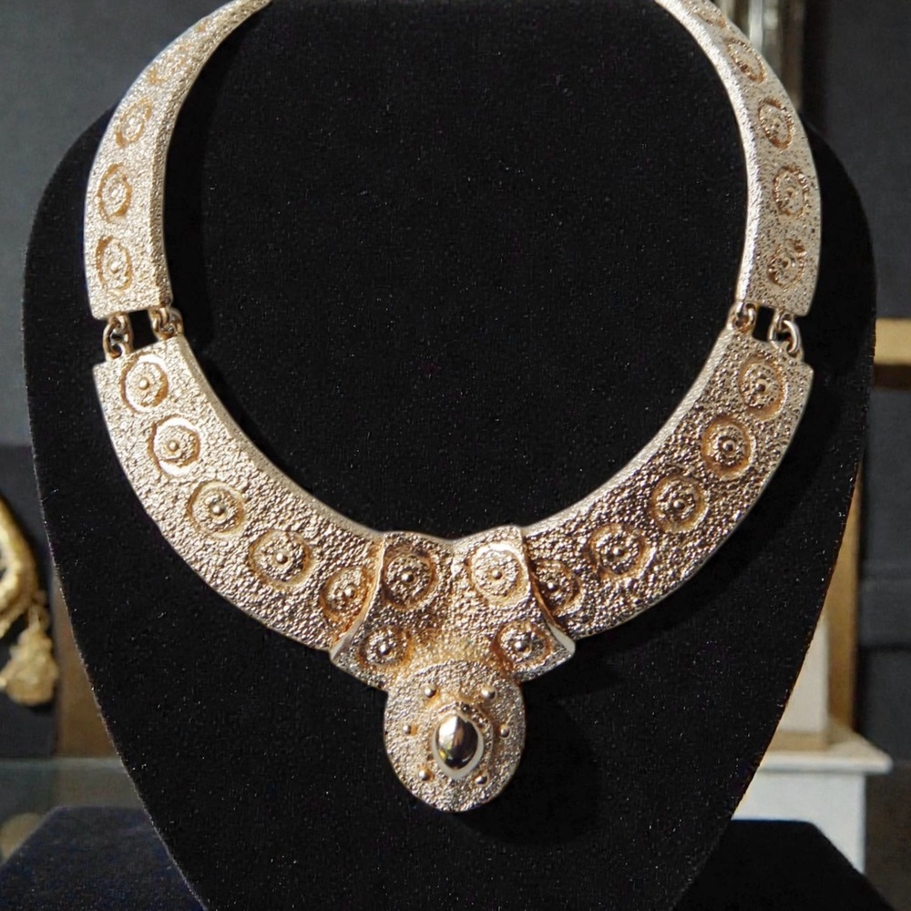 NAPIER 1971 Egyptian Collection Bib Necklace, BOOK PIECE